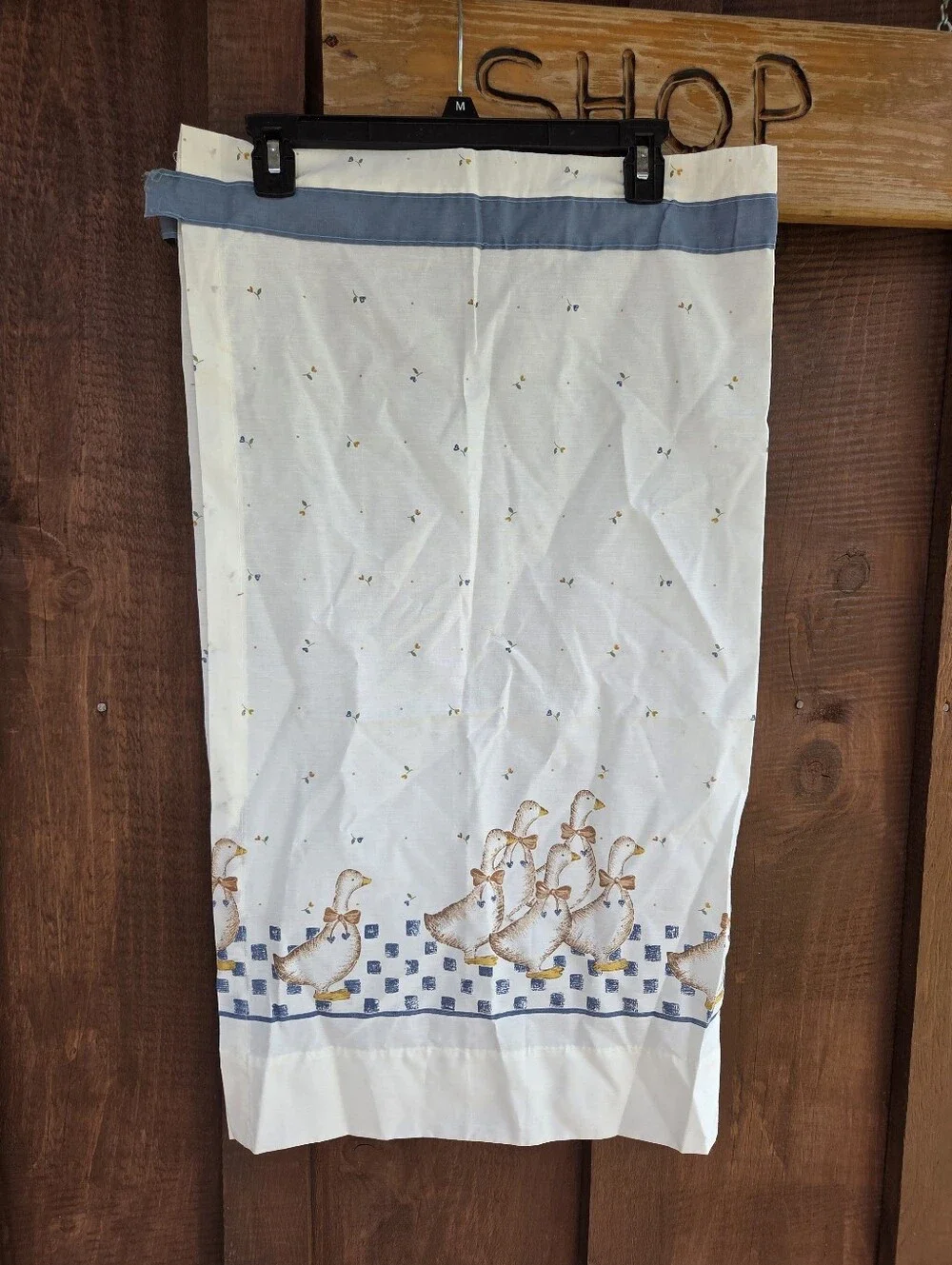 Country Blue Goose Curtain Panel 1980s JCPenney 34x30